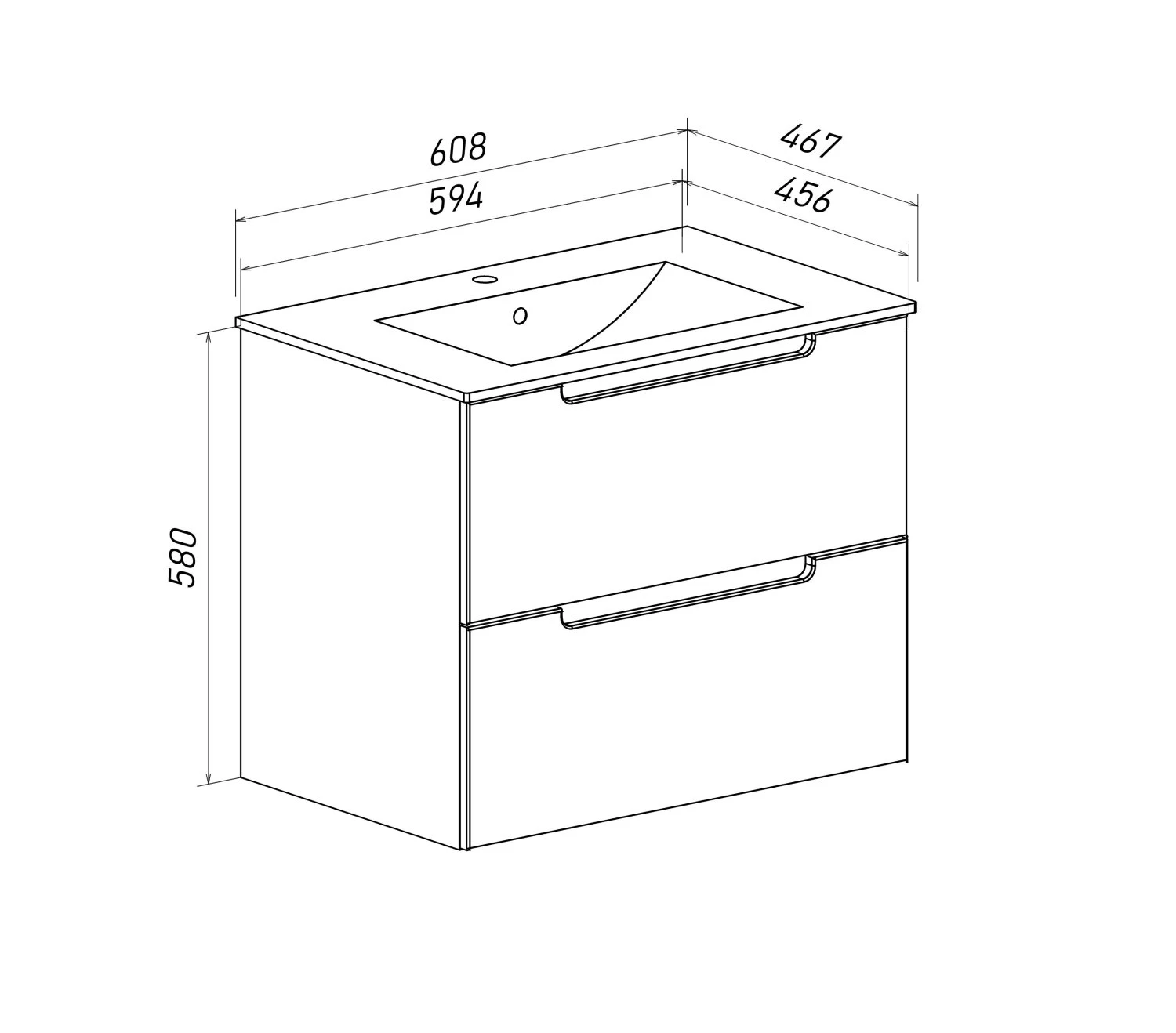 Тумба Runo Lina 60 белая под умывальник 00-00002554 (Teffy 60) (00-00004603) - фото 3