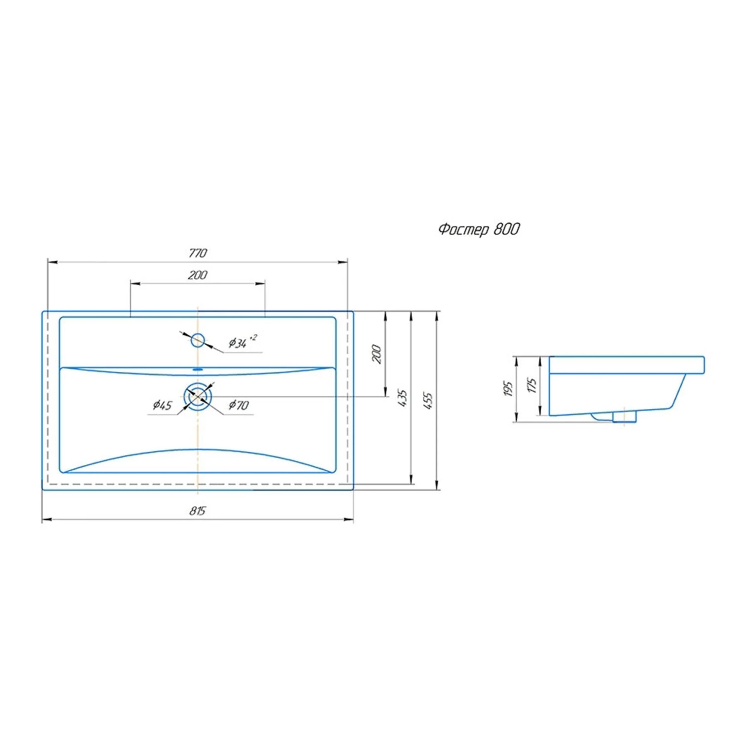 Умывальник VIGO Фостер 800 (Kirovit) (4640021064733) - фото 3
