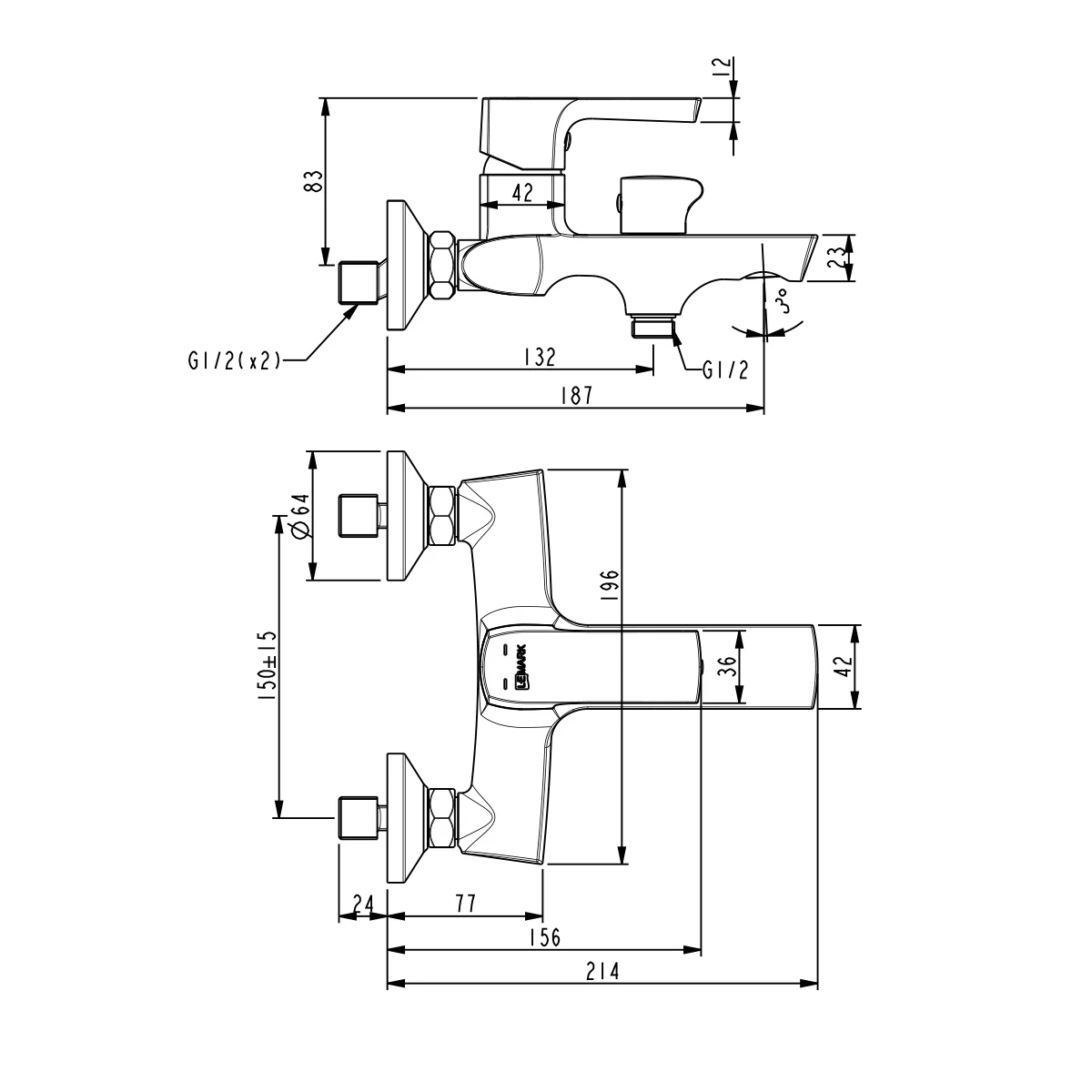 Смеситель для ванны Lemark Ursus (LM7214BL) Смеситель для ванны Lemark Ursus (LM7214BL) - фото 3