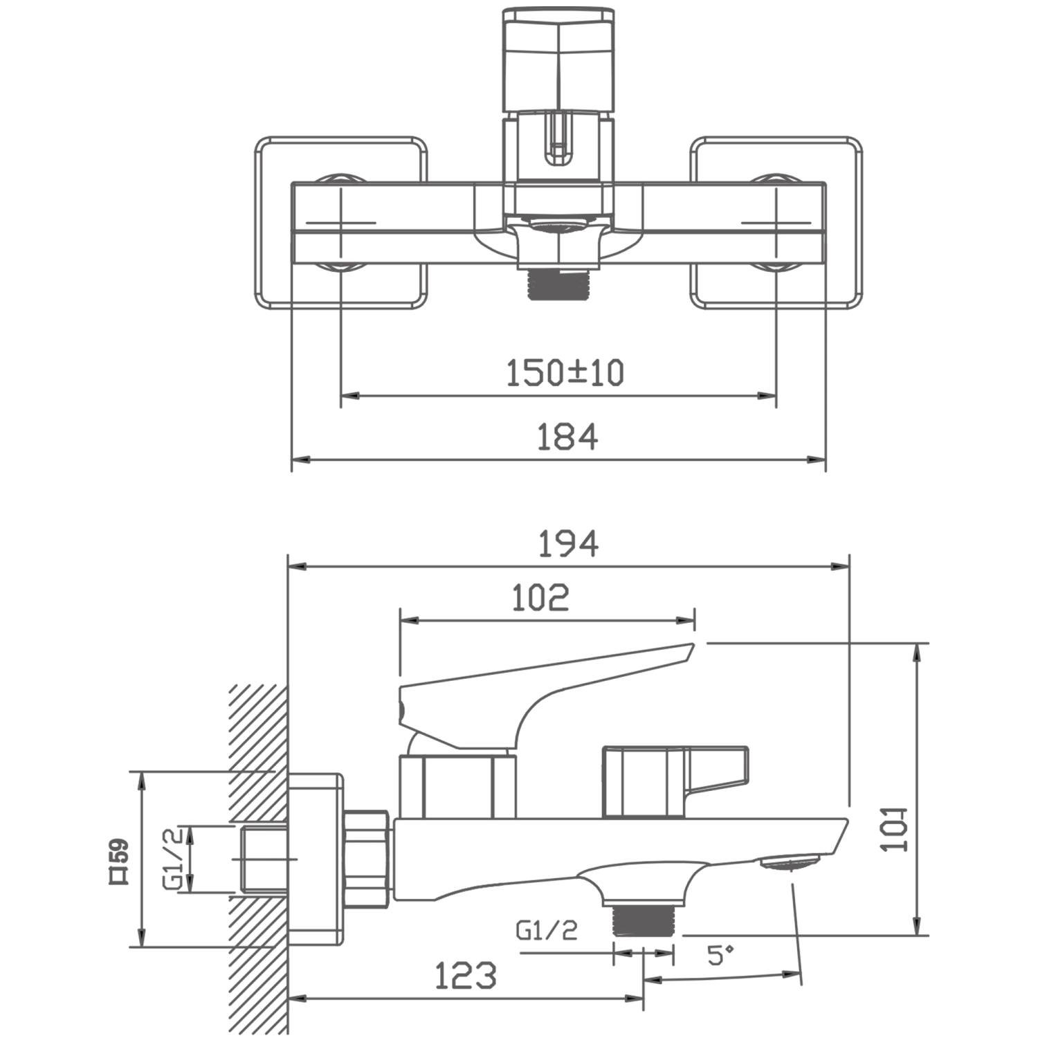 Смеситель для ванны HAIBA хром (HB60726) - фото 3