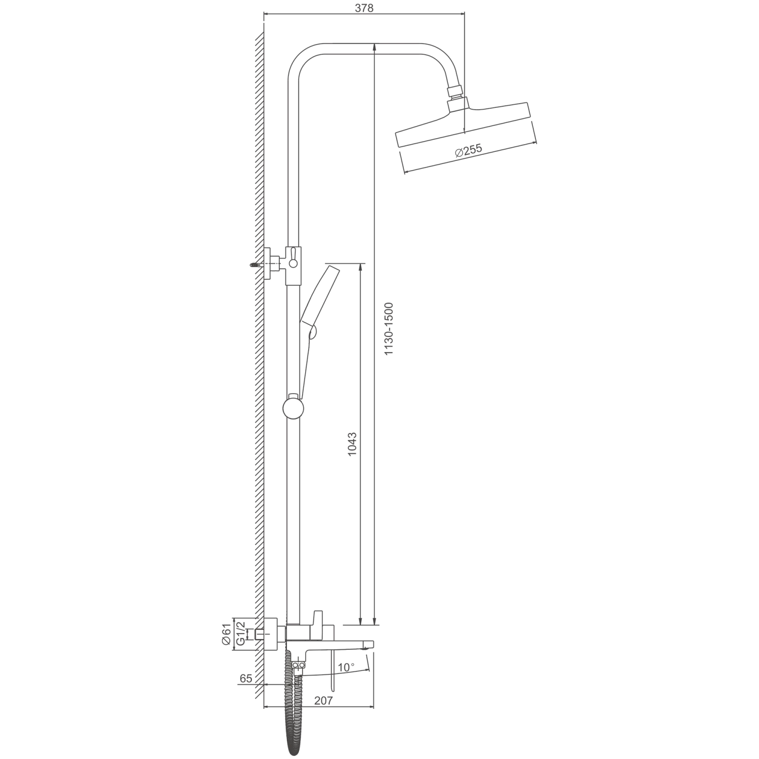 Душевая система BELZ оружейная сталь (B24713-3) - фото 2