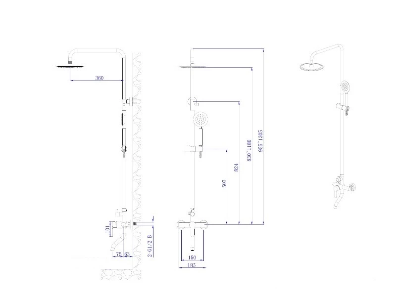 Душевая система с изливом RUSH Сантьяго (Santiago) (SUS1116-40) - фото 2