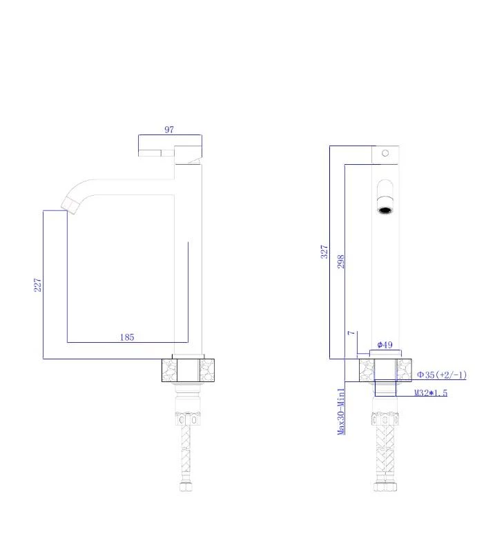 Смеситель для умывальника высокий RUSH Мелос (Melos) (SUS1101-12Grey) - фото 3