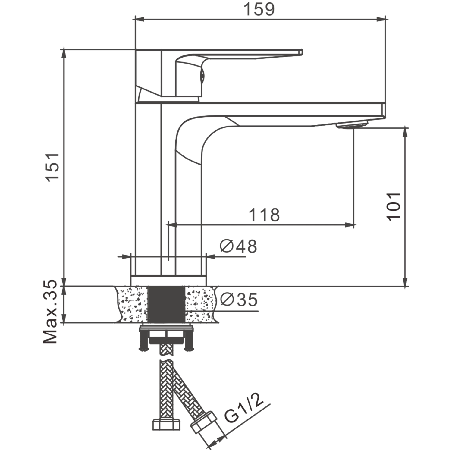 Смеситель для раковины BELZ оружейная сталь (B10678-3) - фото 2