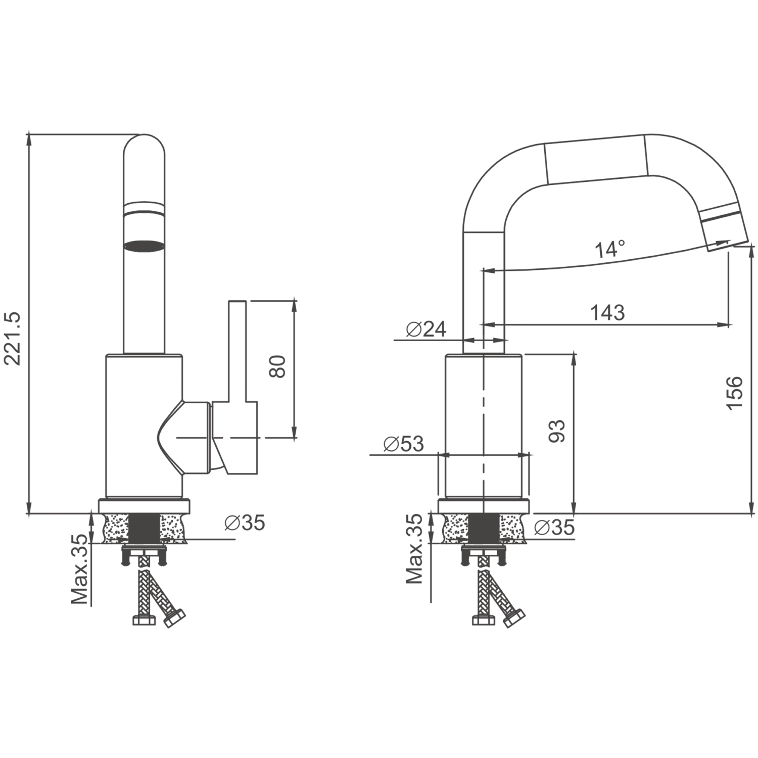 Смеситель для раковины BELZ оружейная сталь (B10810-3) - фото 2