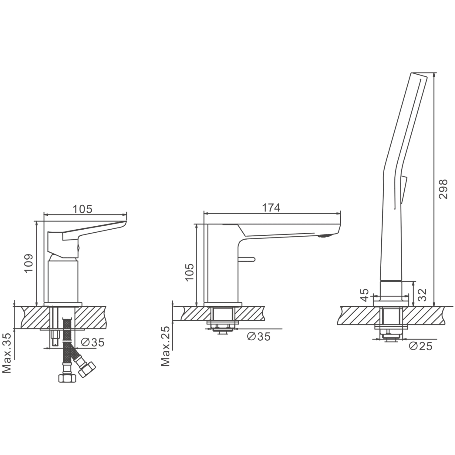 Смеситель для ванны BELZ на борт хром (B66715) - фото 2
