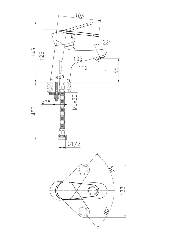 Смеситель для раковины Cersanit CARI однорычажный (63025) - фото 8