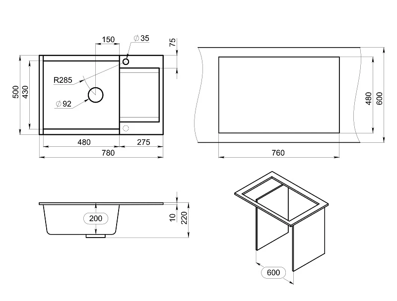 Кухонная мойка GRANULA ESTETICA (7807, АРКТИК) - фото 5