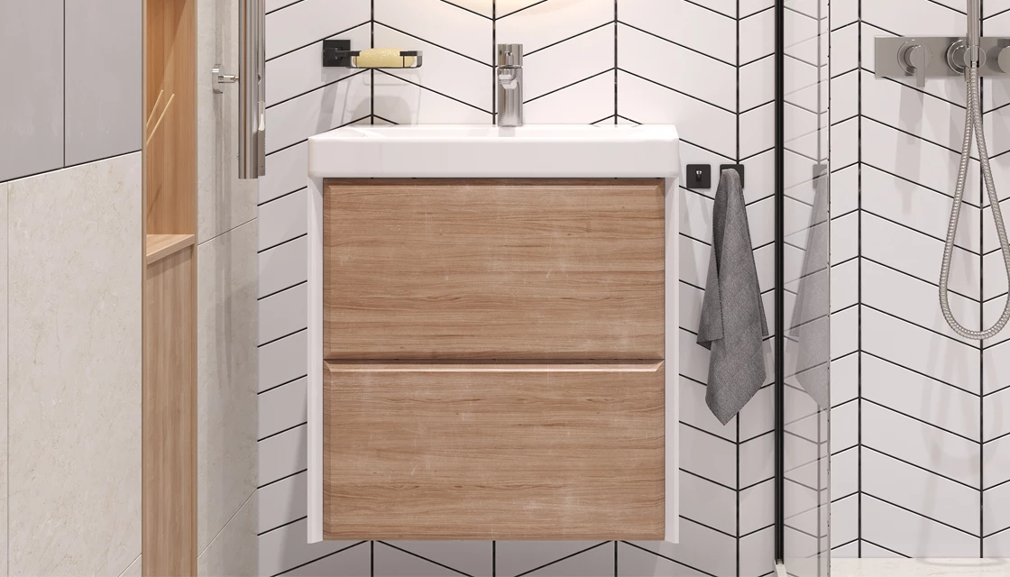 Тумба подвесная Velvex Gesso 60.2Y, белый/дуб сонома (tp.GES.9696.60.2Y белый матовый/дуб сонома) Тумба подвесная Velvex Gesso 60.2Y, белый/дуб сонома (tp.GES.9696.60.2Y белый матовый/дуб сонома) - фото 2