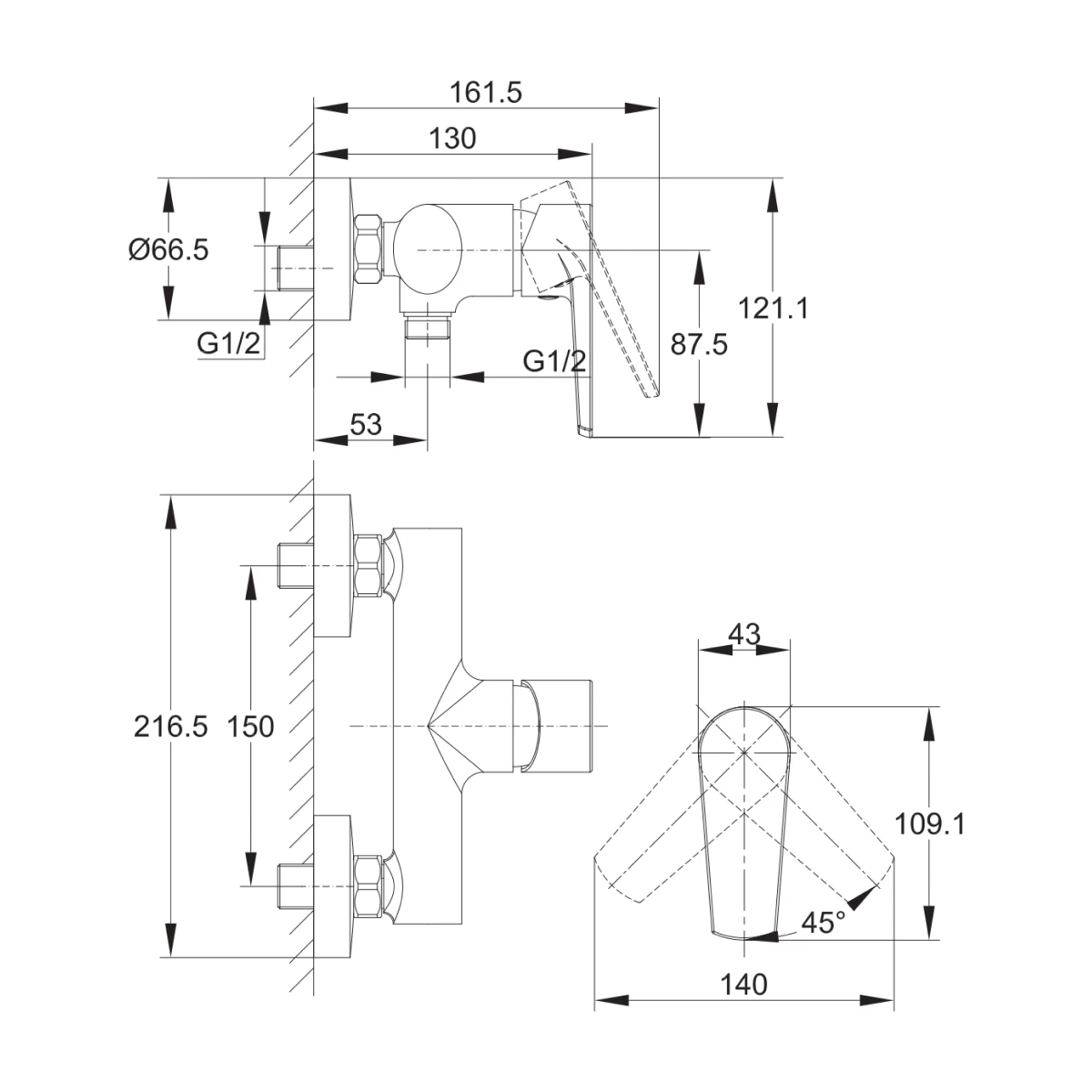 Смеситель для душа Cersanit MODUO однорычажный хром (64099) - фото 9