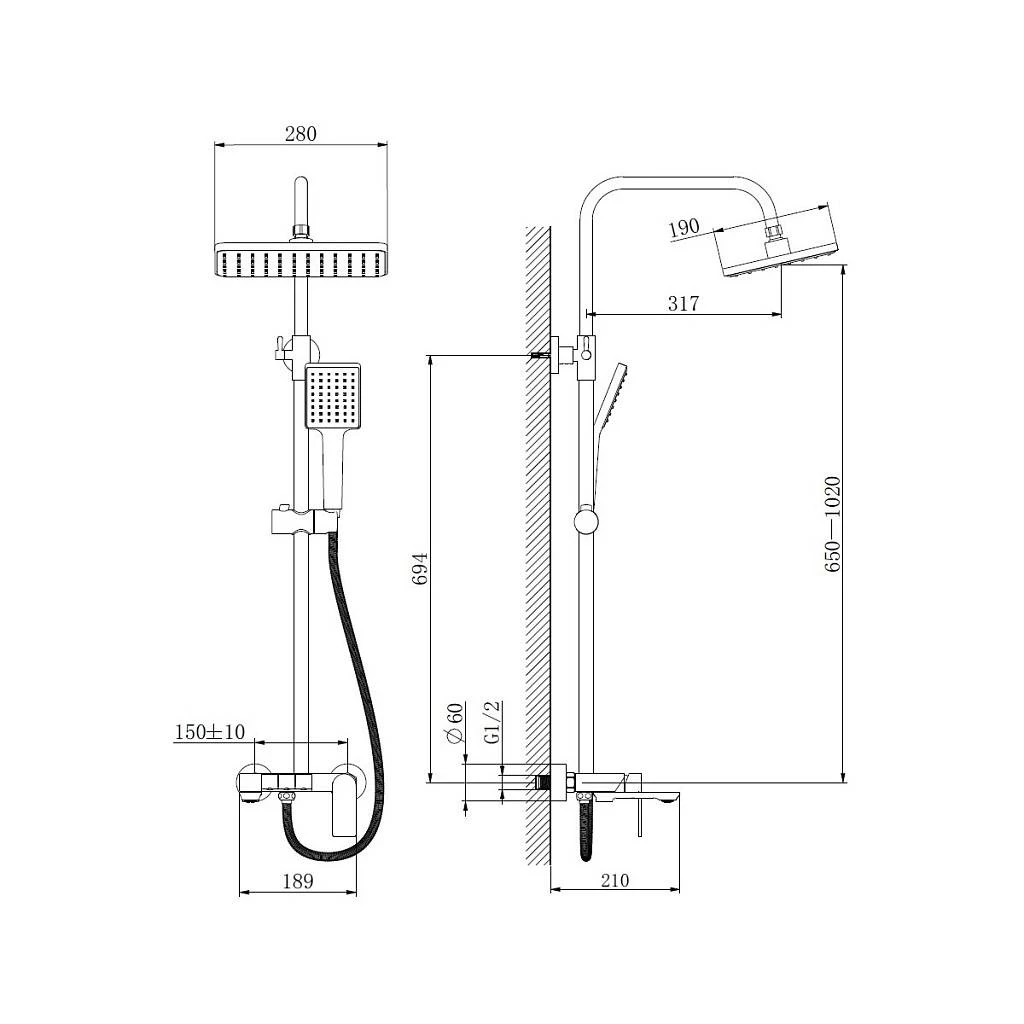 Душевая система Haiba оружейная сталь (HB24639-3)  - фото 3