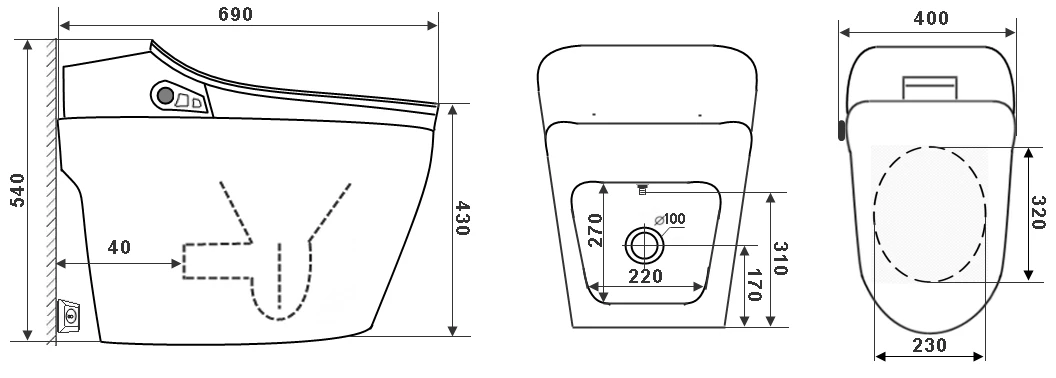 Электронный унитаз-биде TIMO 690*400*540 (ТЕ-721) - фото 4
