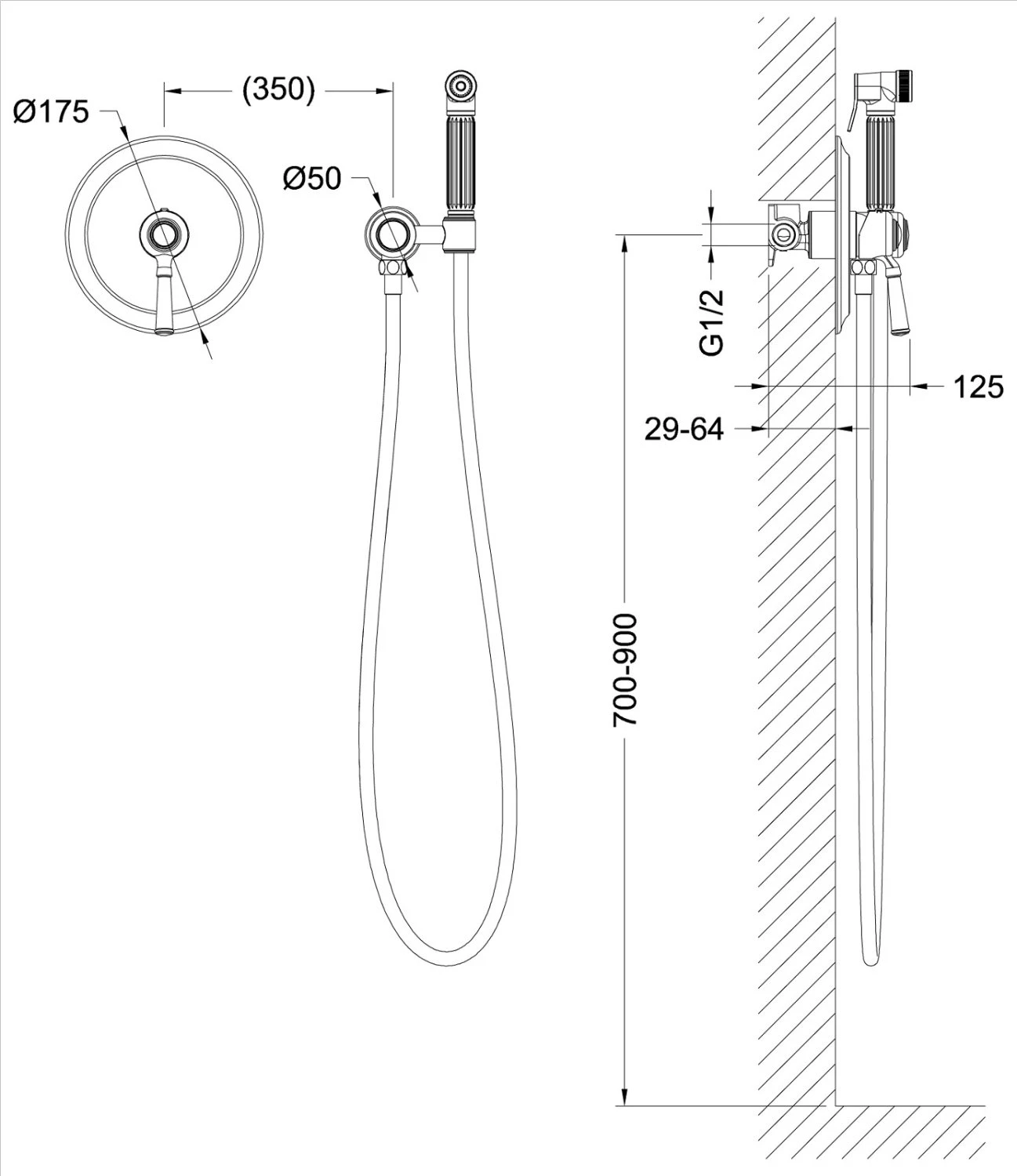 Смеситель встроенный с гигиеническим душем Timo Arisa 5309/03SM черный - фото 3