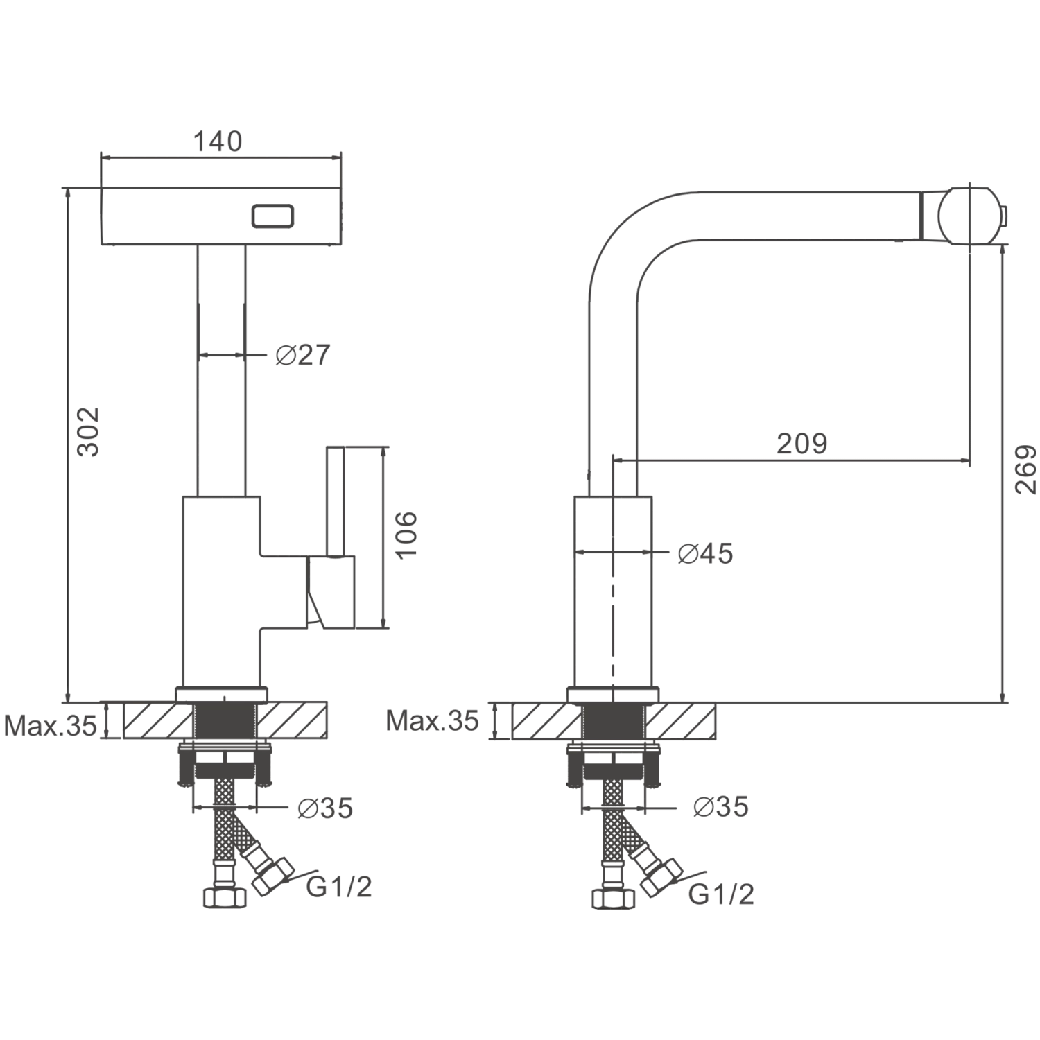 Смеситель для кухни BELZ выдвижной золотой (B74811-5) - фото 2