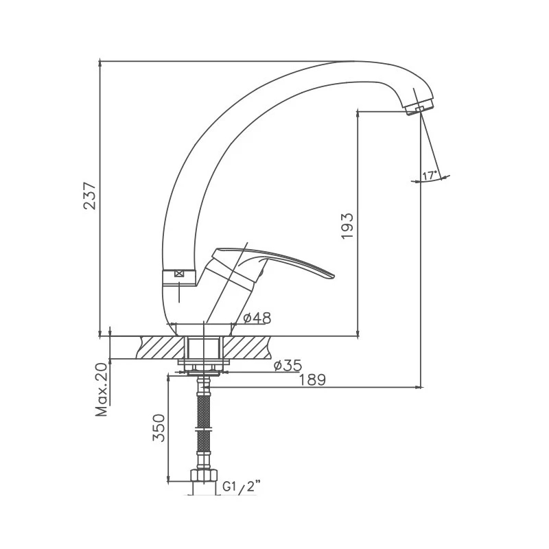 Смеситель для кухни Cron CN39 хром (CN4139-2) - фото 2