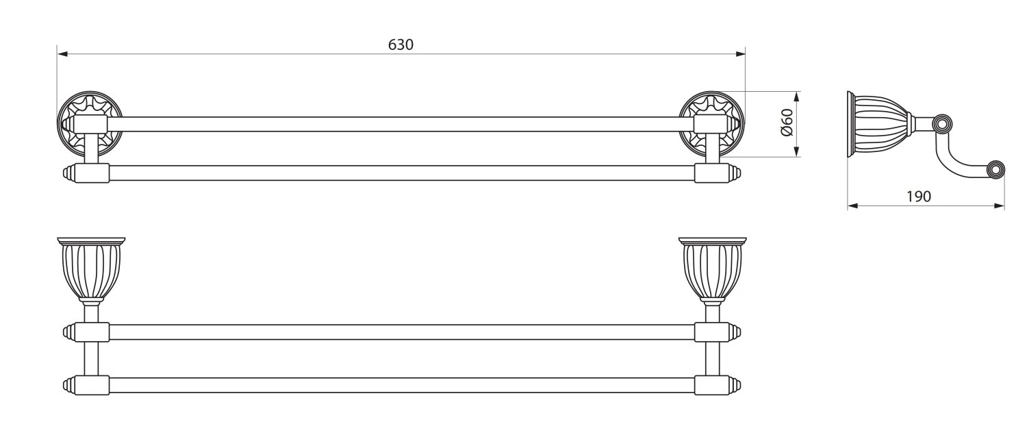 Полотенцедержатель двойной 63 см. RUSH Сокотра (Socotra) (ST12532) - фото 3