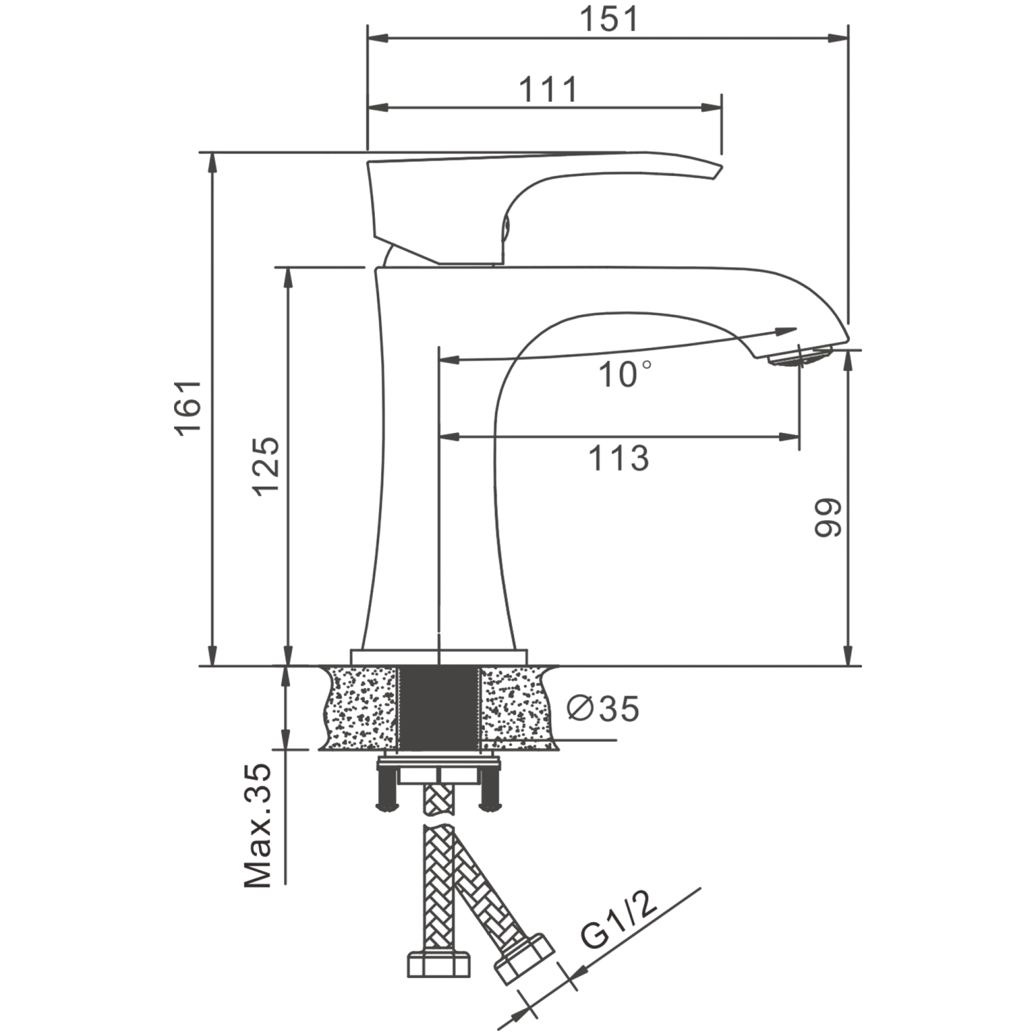 Cмеситель для умывальника BELZ (B10507-5) - фото 2