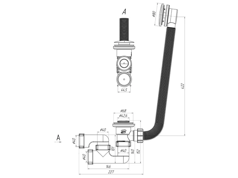 Сифон для ванны PRIME универсальный клик-клак (64286) - фото 3