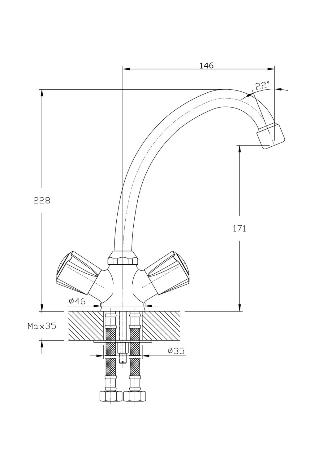 Смеситель для кухонной мойки RUSH Пионер (Pioneer) (PI7950-22) - фото 2