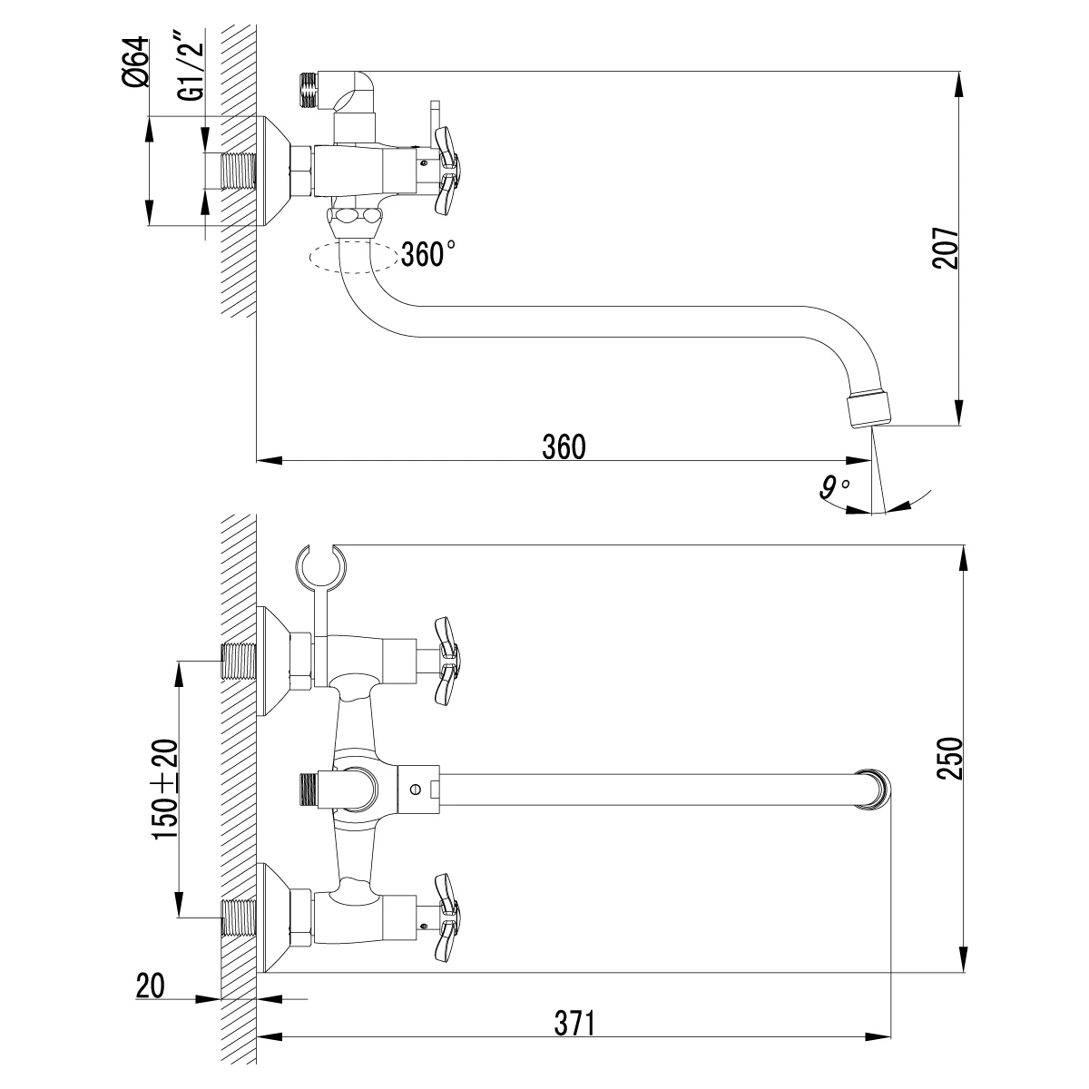 Смеситель для ванны Lemark Partner (LM6541C) - фото 3