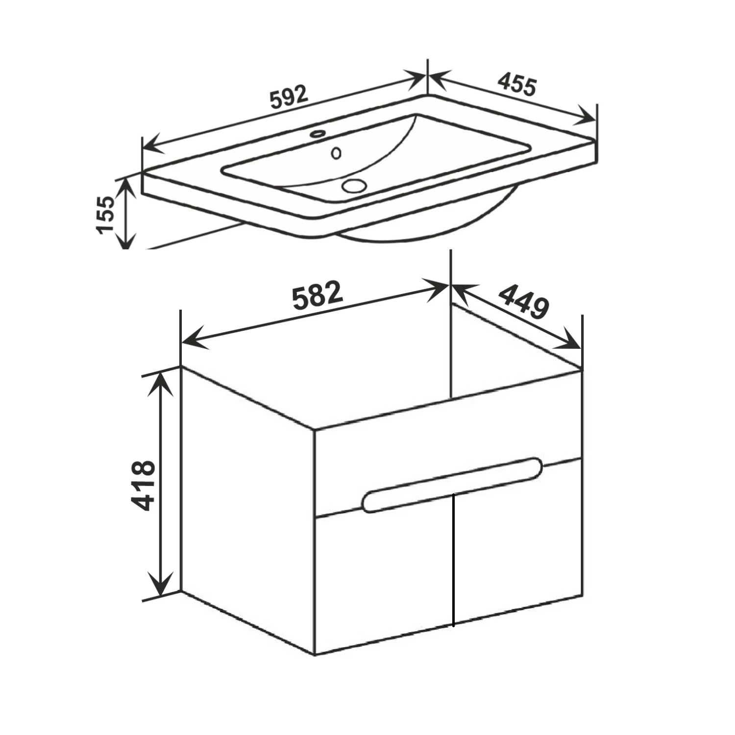 Тумба Runo Парма 60 2 ящика графит под умывальник УТ000001837 (Omega 60) (00-00001454) - фото 3