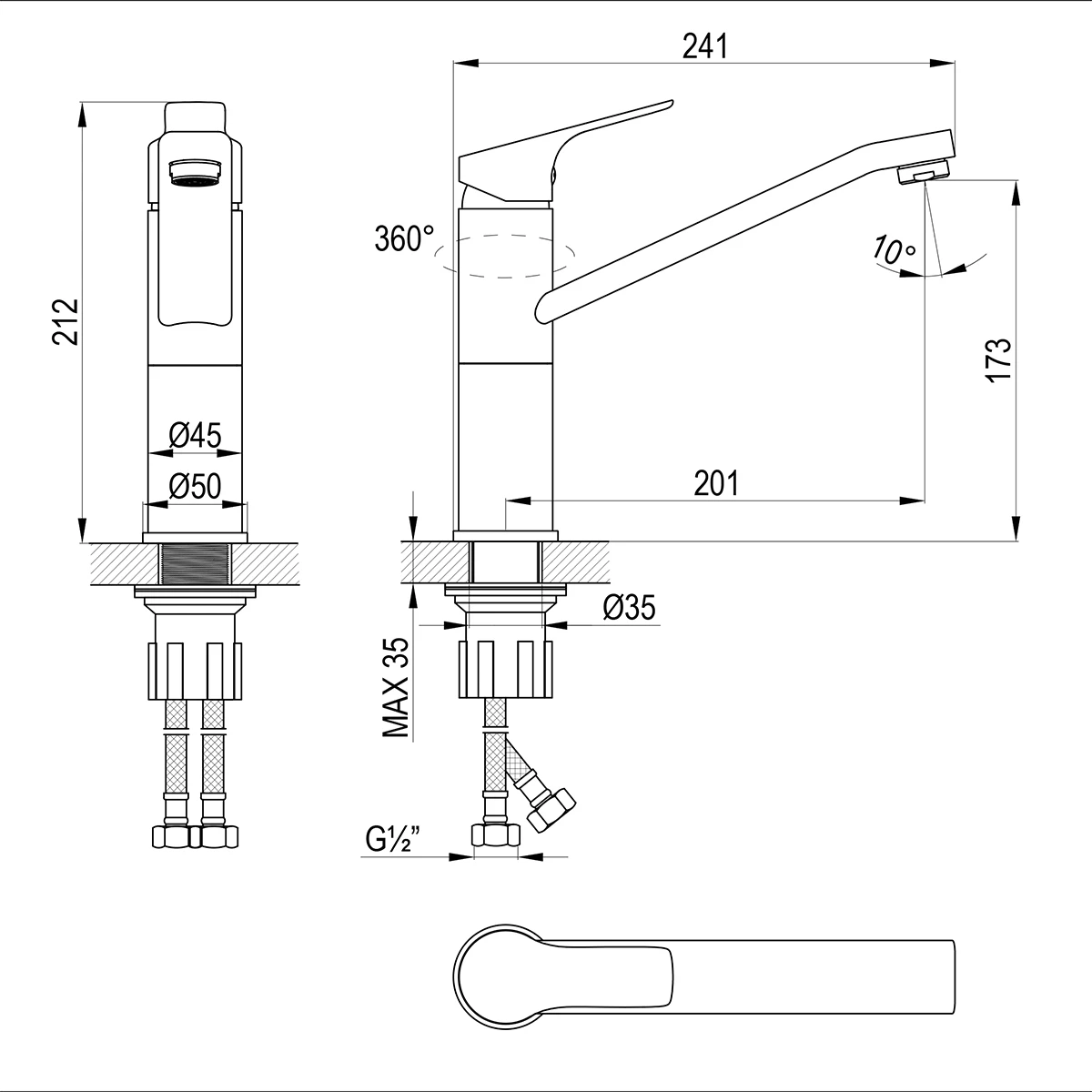 Смеситель Rossinka для кухни с поворотным изливом (RS29-25) - фото 2