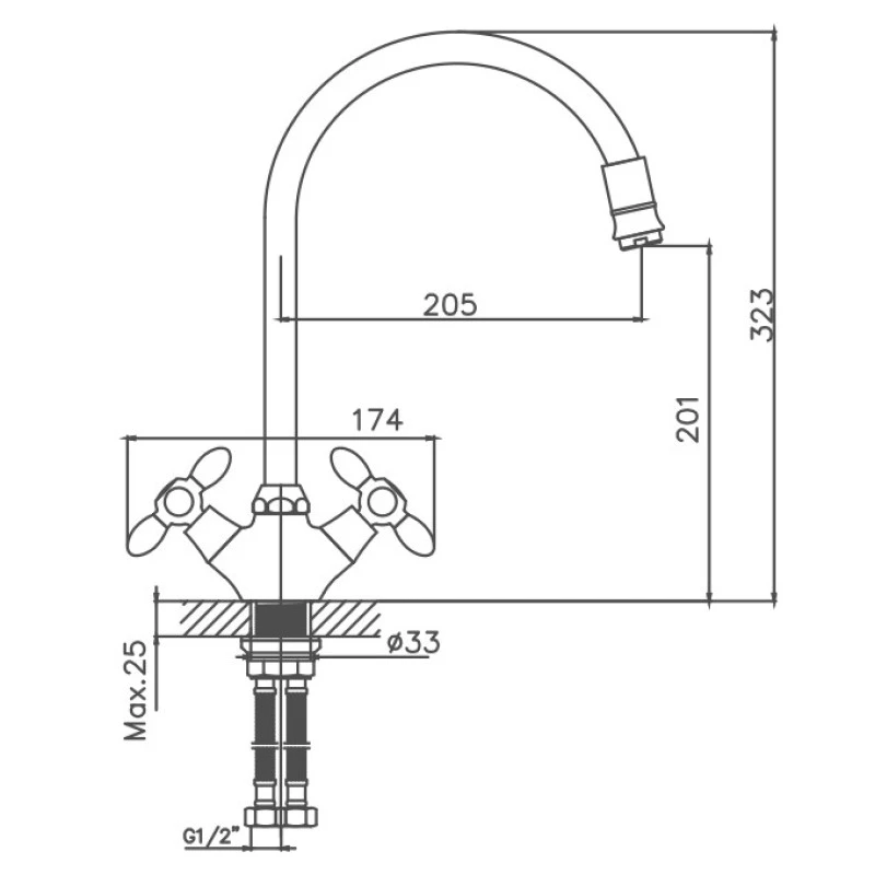 Смеситель для кухни Cron CN127 белый (CN46127-8) - фото 2