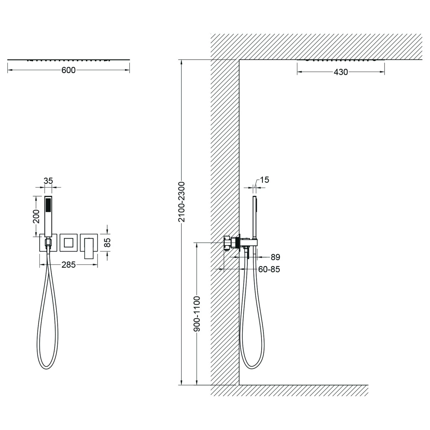 Душевая система встроенная Timo Selene черный (SX-2129/03SM)  - фото 2