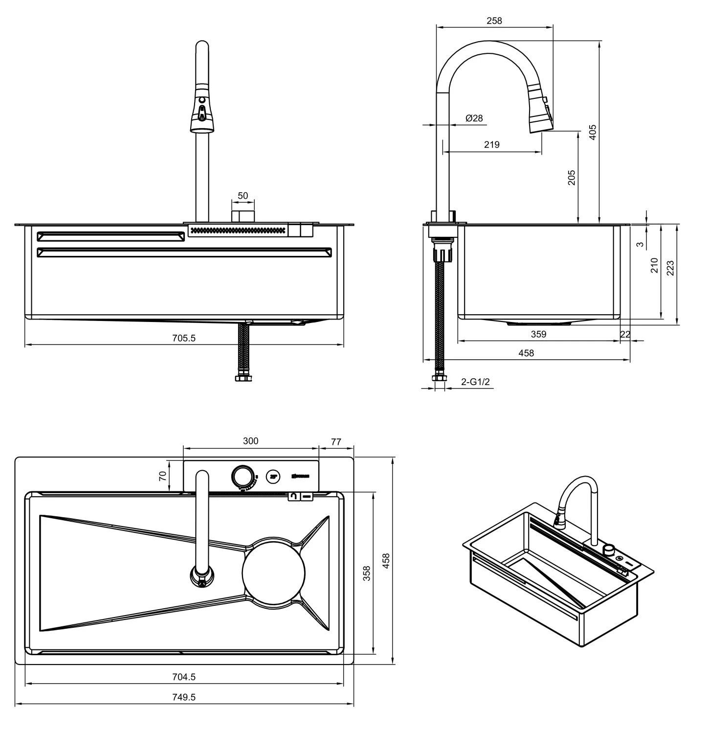 Мойка многофункциональная ПРОФСАН (PSM-9953GR) - фото 8