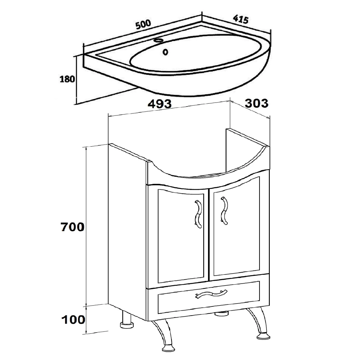 Тумба Runo Севилья 50 под умывальник 00000000152 (Уют 50) (00000000792) - фото 4