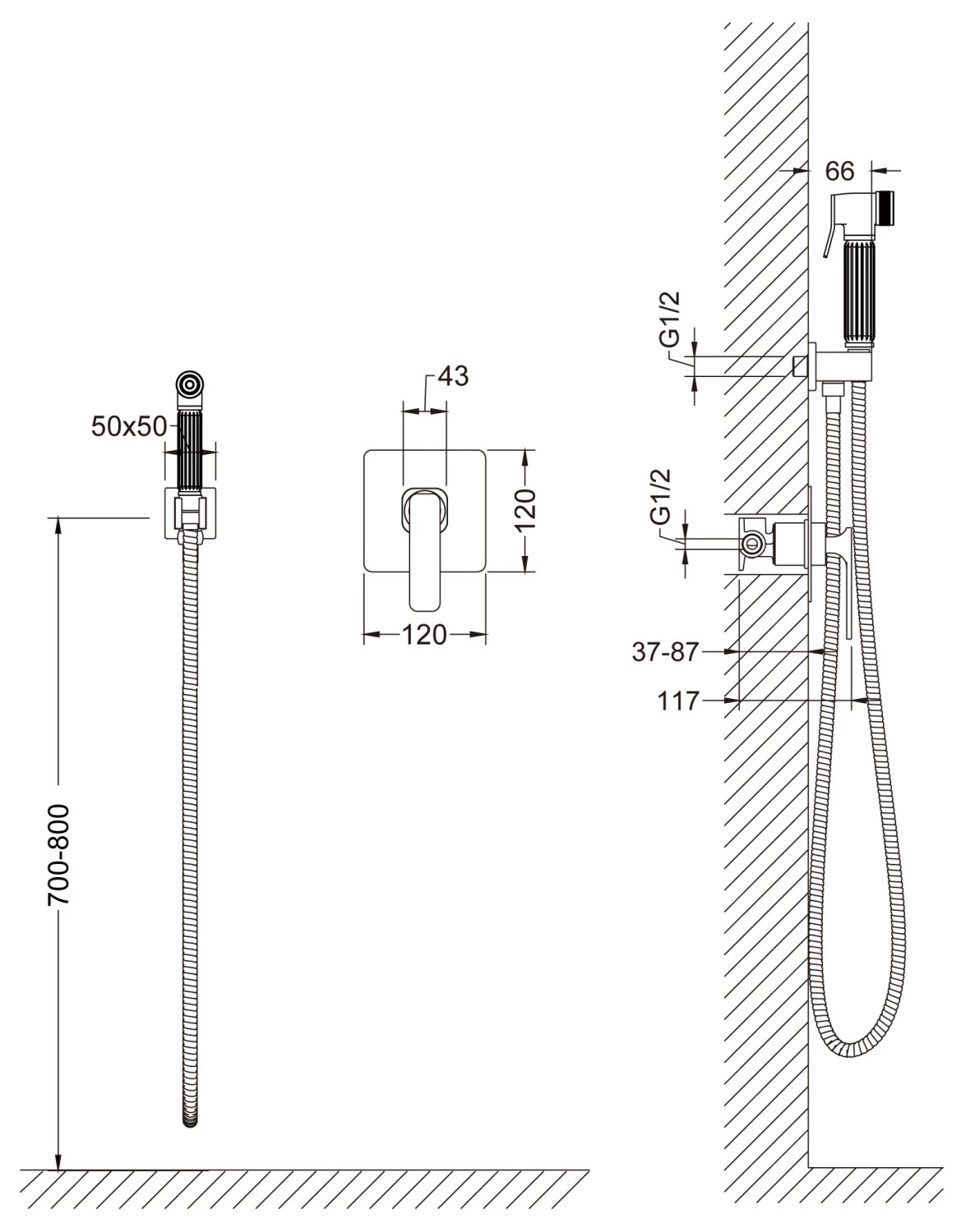 Смеситель встроенный с гигиеническим душем Timo Torne (4389/00SM chrome) - фото 5