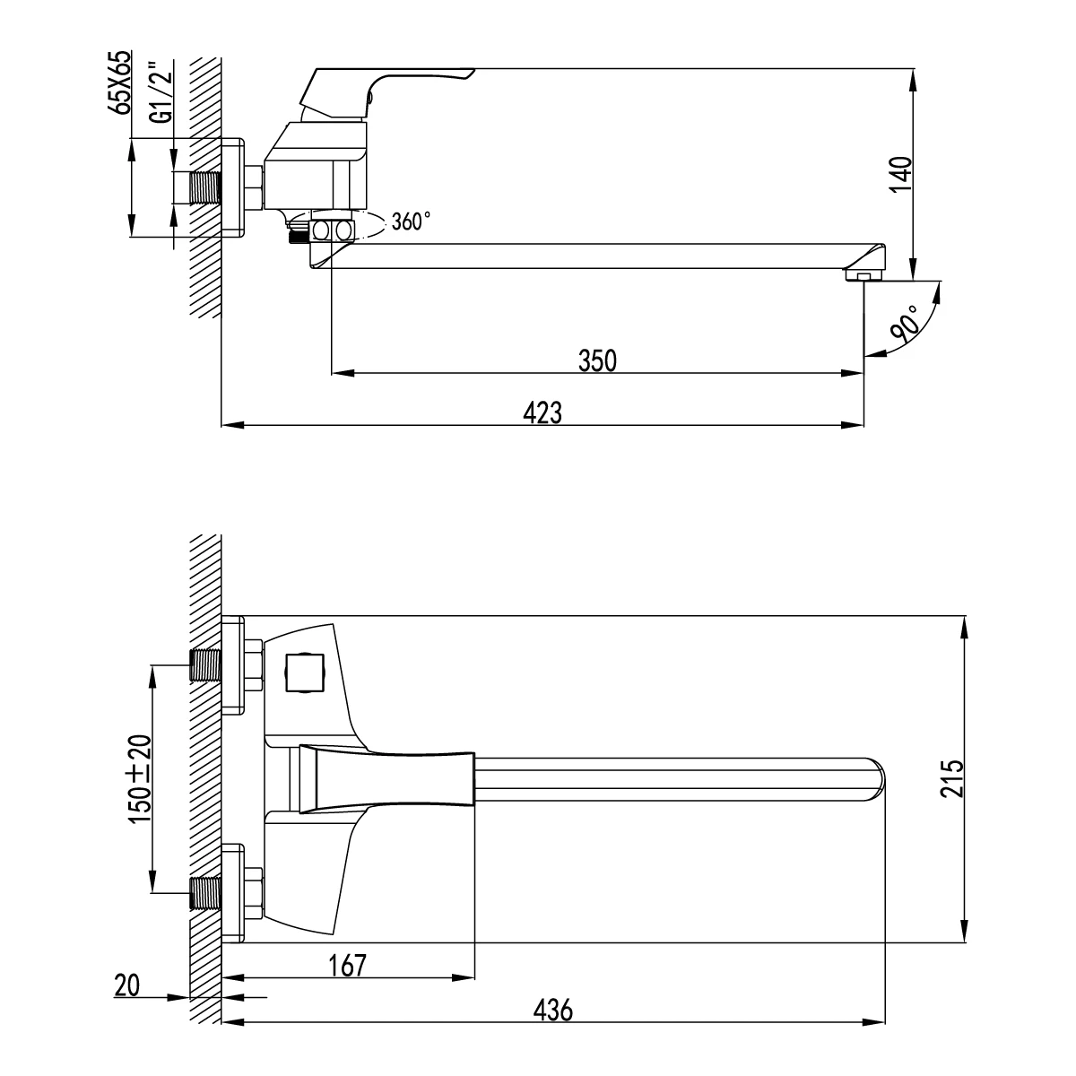 Смеситель для ванны Lemark Unit (LM4517C) - фото 3