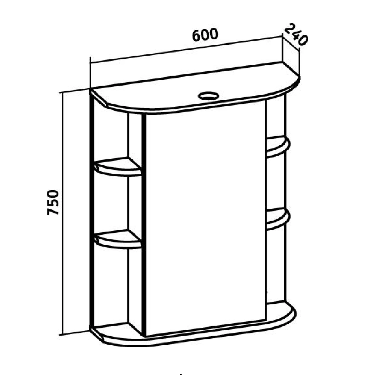 Зеркальный шкаф Runo правый Гиро 60 (00000000025) - фото 3