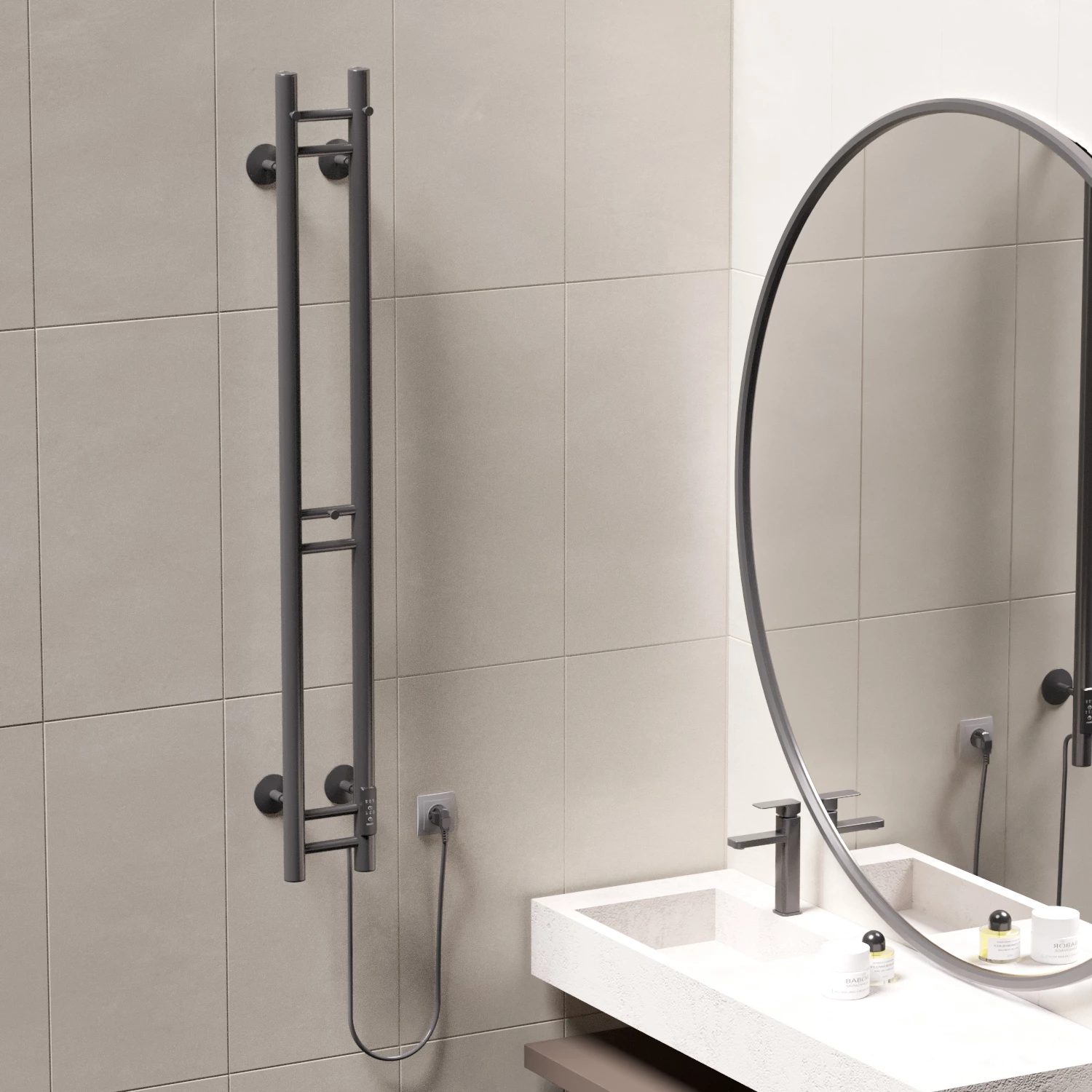 Полотенцесушитель MIXLINE MOON GRAPHITE 120/10 (таймер,103 Вт) электрический ГРАФИТ (556252) - фото 4