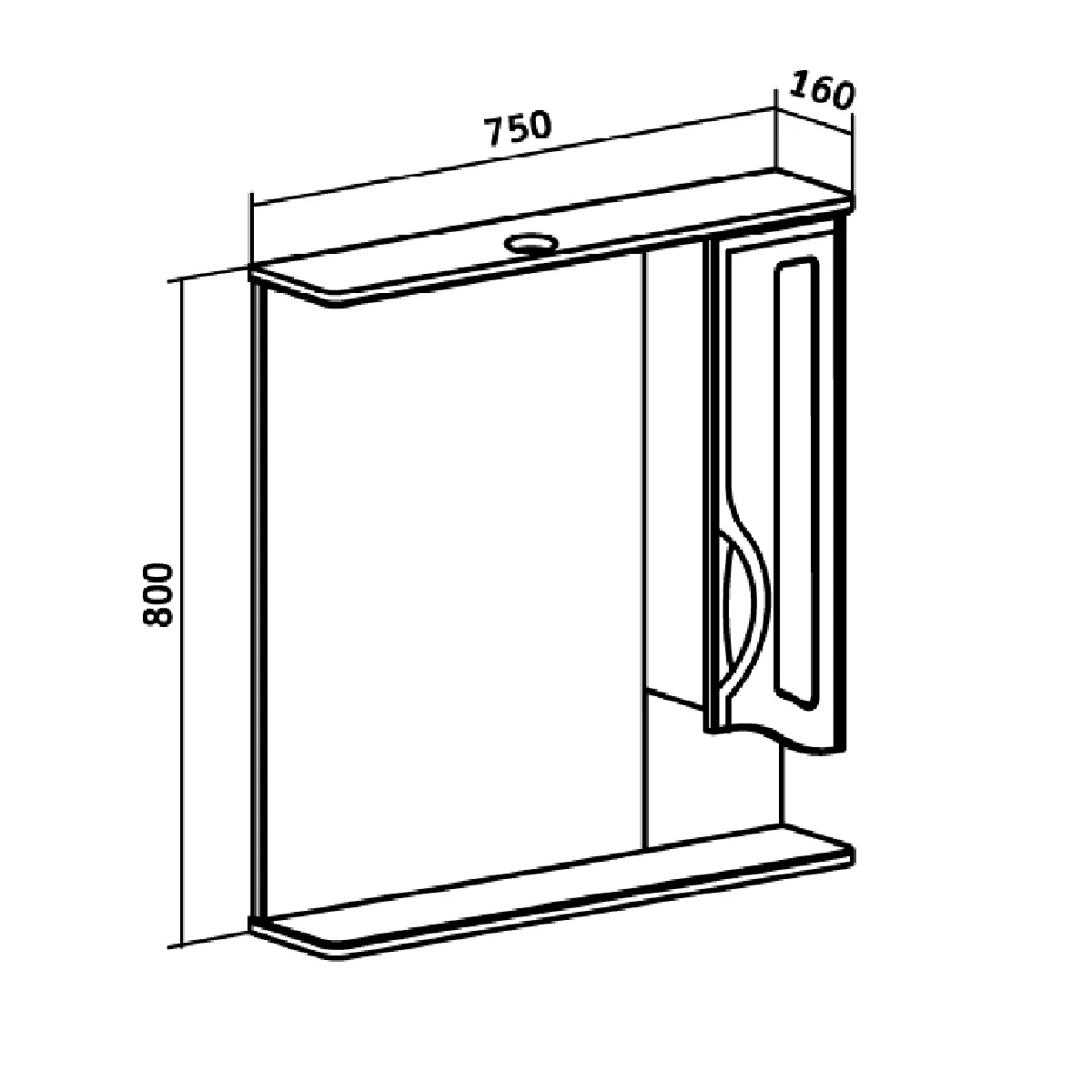 Зеркальный шкаф Runo правый Толедо 75 (00000001041) - фото 4