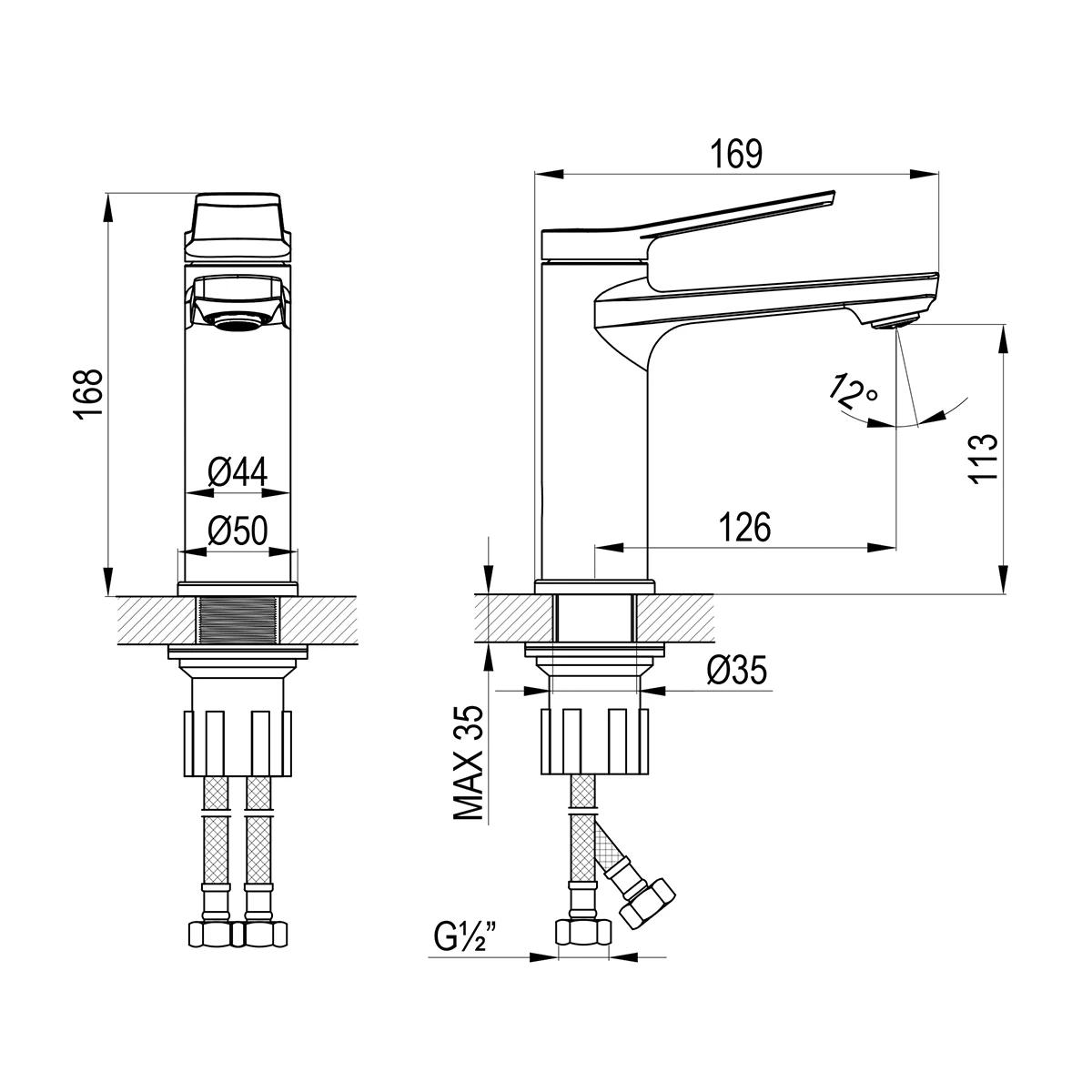 Смеситель Rossinka для раковины монолитный (RS20-11) - фото 2