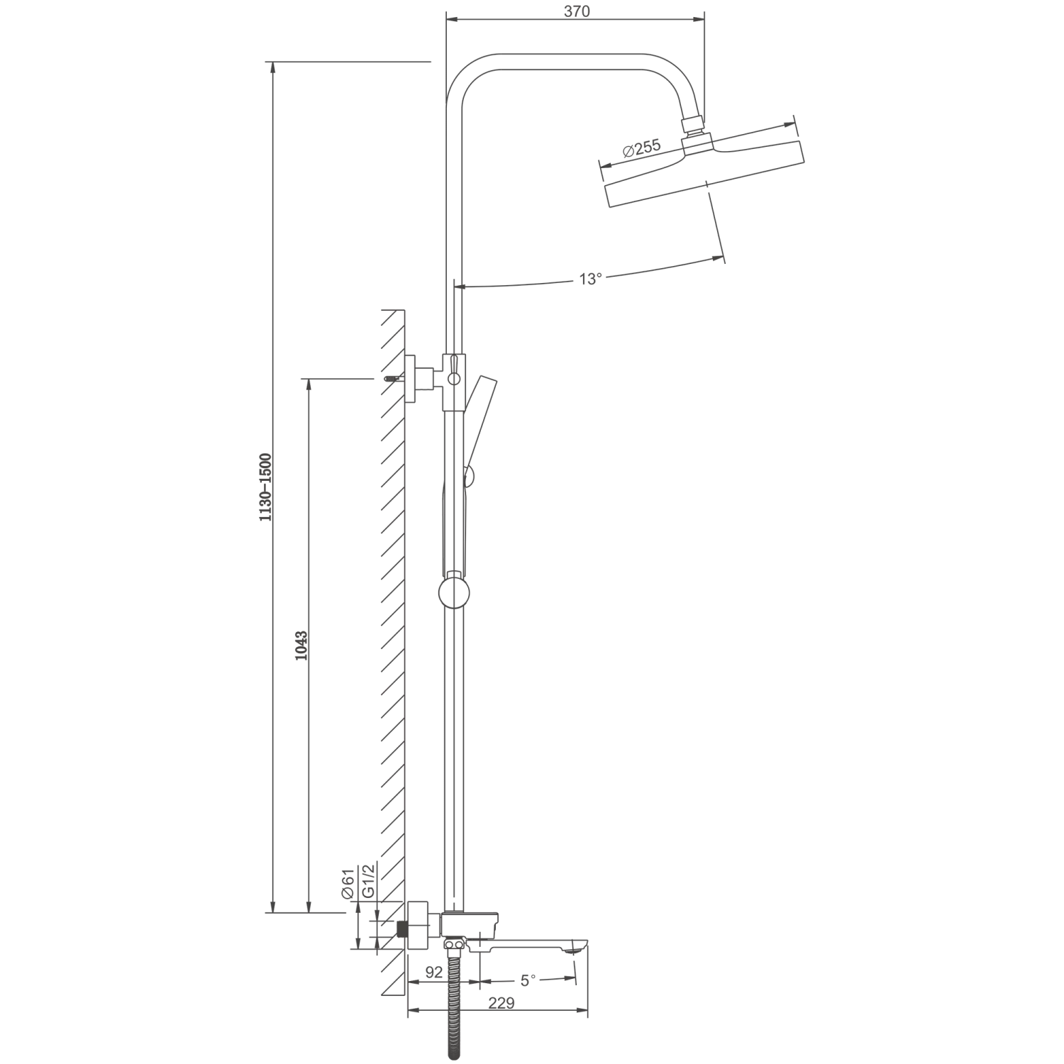 Душевая система BELZ золотой (B25713-5) - фото 2