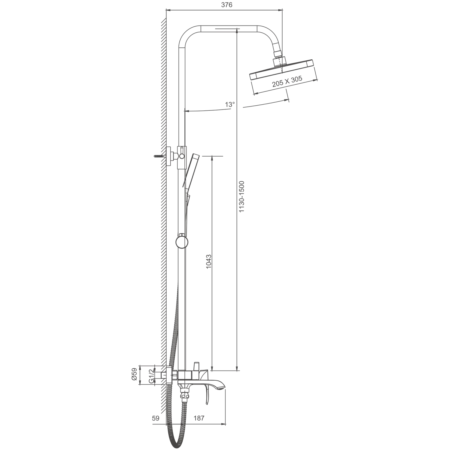 Душевая система BELZ черный (B24507-7) - фото 2