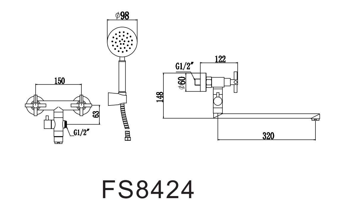 Смеситель Fmark для ванны (FS8424) Смеситель Fmark для ванны (FS8424) - фото 2