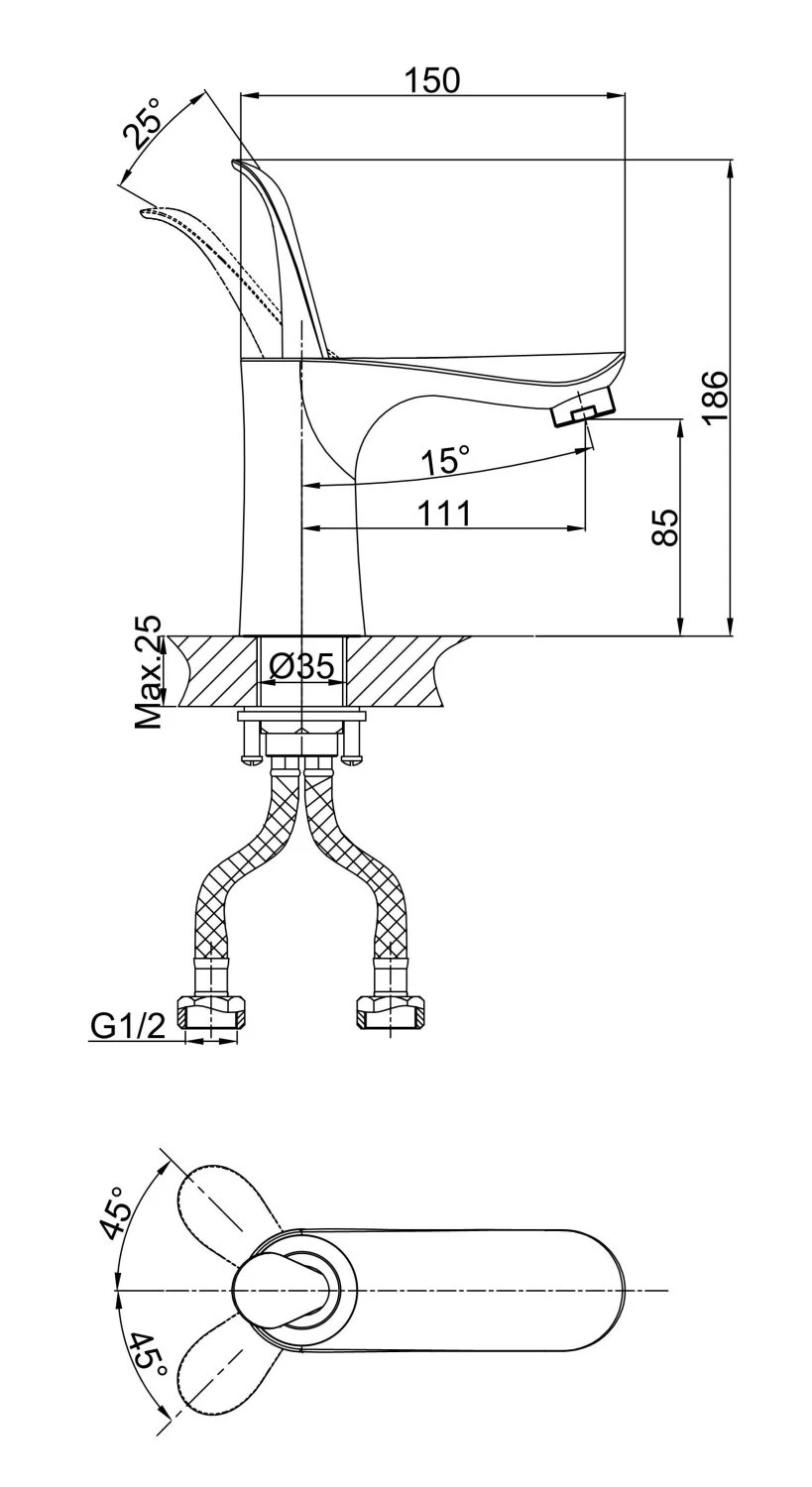 Смеситель для раковины DK Venice Baciano (DA1032141) - фото 4