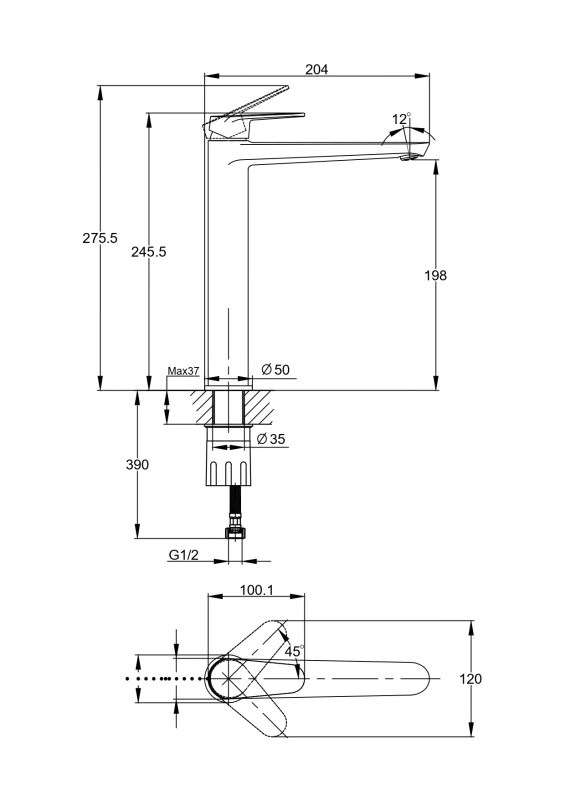 Смеситель для раковины CERSANIT LARA высокий однорычажный хром (68153) - фото 12