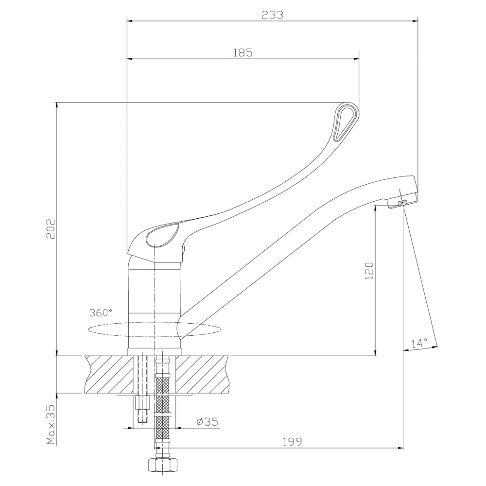 Смеситель для кухонной мойки Rossinka Y (Y35-25) - фото 2
