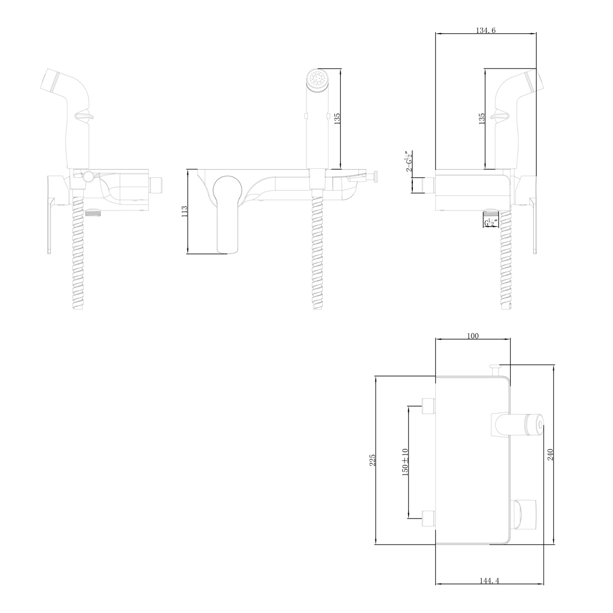 Смеситель с гигиеническим душем, настенный Lemark Solo (LM7168CW) купить  оптом в Москве | Торговый дом НОВА