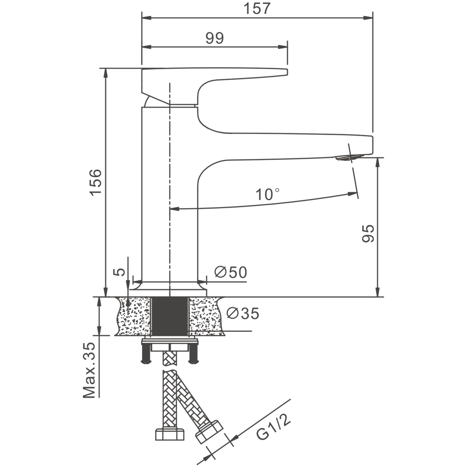 Смеситель для раковины BELZ оружейная сталь (B10713-3) - фото 2