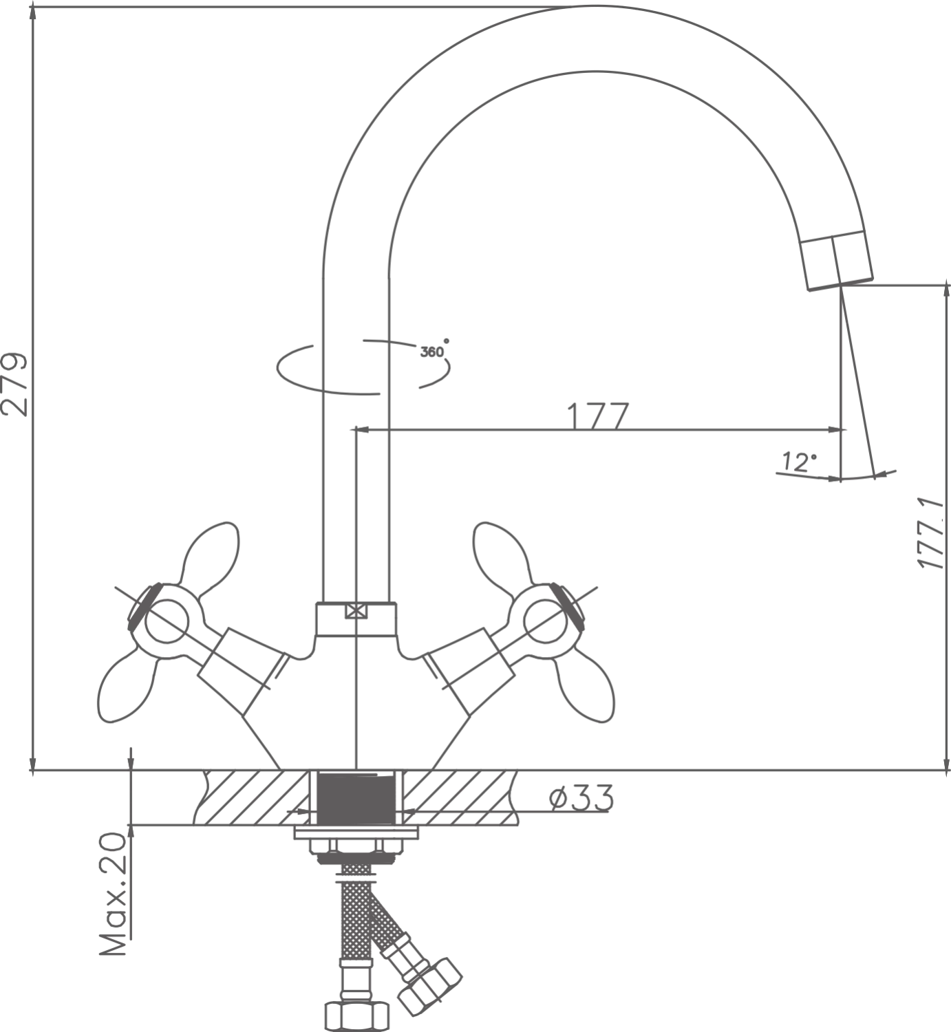 Смеситель для кухни Cron хром (CN4627) - фото 2