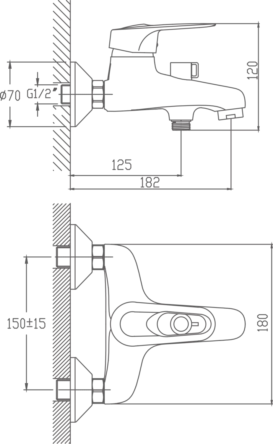 Смеситель для ванны Cron хром (CN3204) - фото 2
