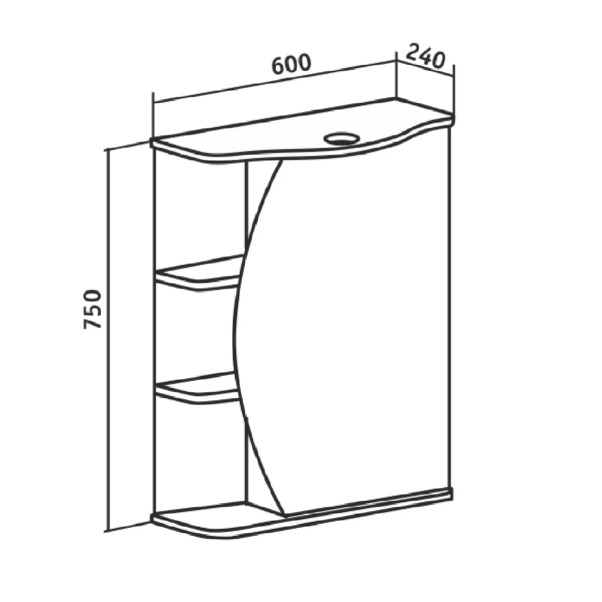 Зеркальный шкаф Runo правый Линда 60 (00000001082) - фото 4