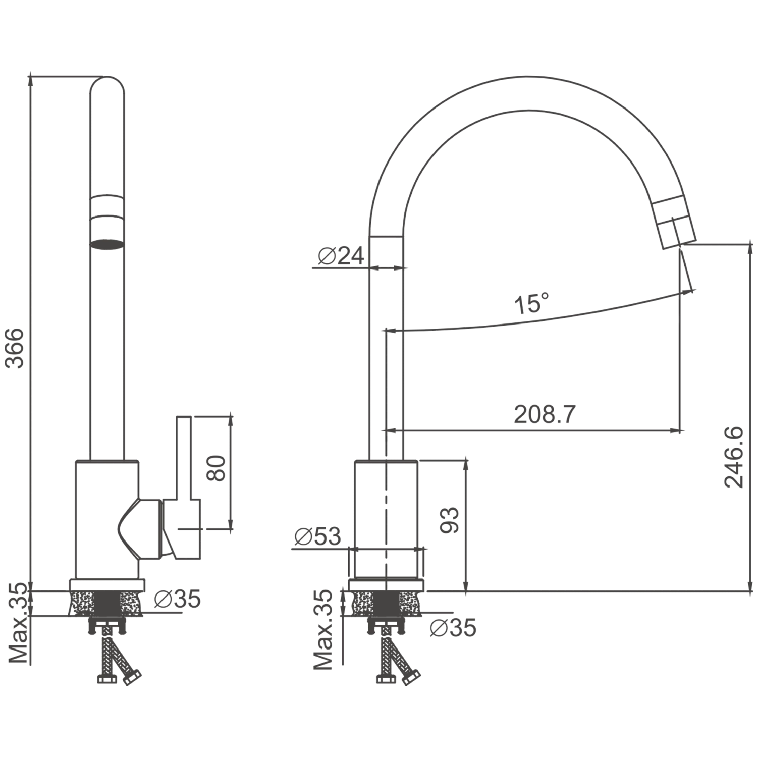 Смеситель для кухни BELZ Сатин (B70809-1) - фото 2