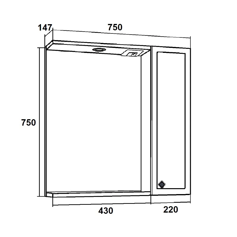 Зеркальный шкаф Runo правый мята Римини 75 (00-00001279) - фото 3