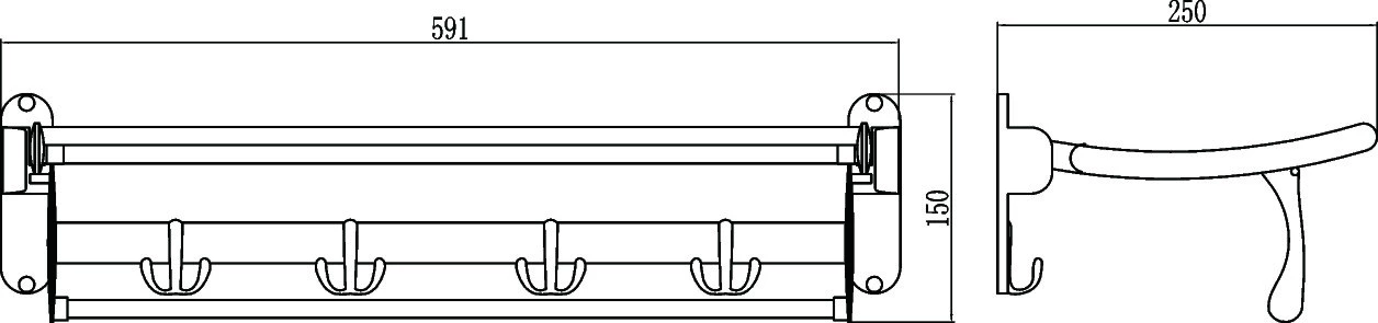 Полка для полотенец откидная 60 см Savol (S-009099) - фото 2